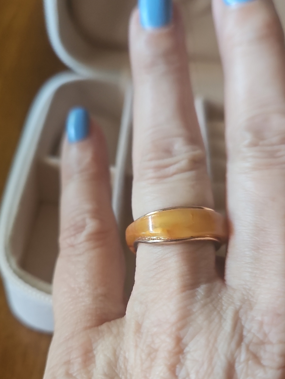 5 For $15 Amber Resin Band Ring in Honey Orange